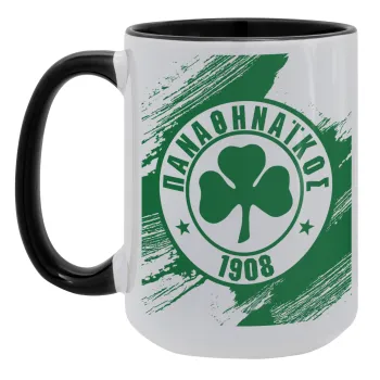 Π.Α.Ο., Κούπα Mega 15oz, κεραμική Μαύρη, 450ml