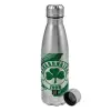Metallic water bottle, stainless steel, 750ml