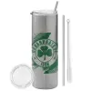 Tumbler stainless steel Silver 600ml, with metal straw & cleaning brush