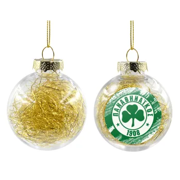 Π.Α.Ο., Transparent Christmas tree ball ornament with gold filling 8cm