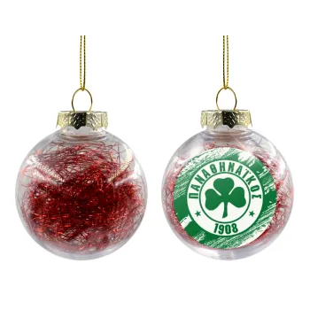 Π.Α.Ο., Transparent Christmas tree ball ornament with red filling 8cm