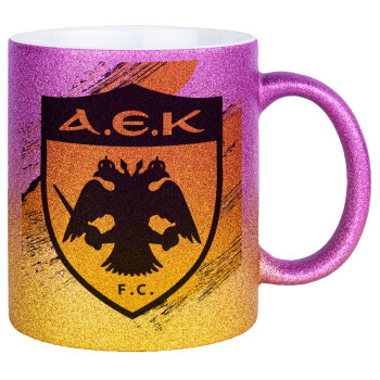 FC Α.Ε.Κ., Κούπα Χρυσή/Ροζ Glitter, κεραμική, 330ml