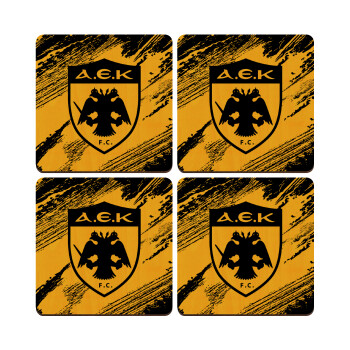 FC Α.Ε.Κ., ΣΕΤ x4 Σουβέρ ξύλινα τετράγωνα plywood (9cm)