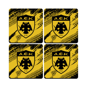 FC Α.Ε.Κ., ΣΕΤ 4 Σουβέρ ξύλινα τετράγωνα (9cm)