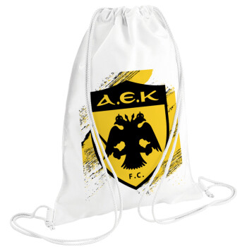 FC Α.Ε.Κ., Τσάντα πλάτης πουγκί GYMBAG λευκή (28x40cm)