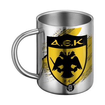 FC Α.Ε.Κ., Ανοξείδωτη Μεταλλική Κούπα 450ml - Διπλού Τοιχώματος