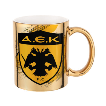 FC Α.Ε.Κ., Mug ceramic, gold mirror, 330ml