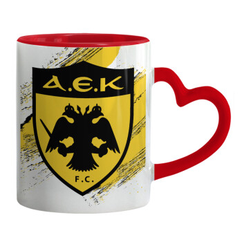 FC Α.Ε.Κ., Mug heart red handle, ceramic, 330ml
