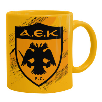 FC Α.Ε.Κ., Ceramic coffee mug yellow, 330ml (1pcs)