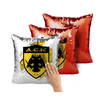 FC Α.Ε.Κ., Μαξιλάρι καναπέ Μαγικό Κόκκινο με πούλιες 40x40cm περιέχεται το γέμισμα