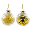 Transparent Christmas tree ball ornament with gold filling 8cm