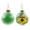 Transparent Christmas tree ball ornament with green filling 8cm