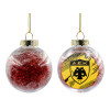 Transparent Christmas tree ball ornament with red filling 8cm