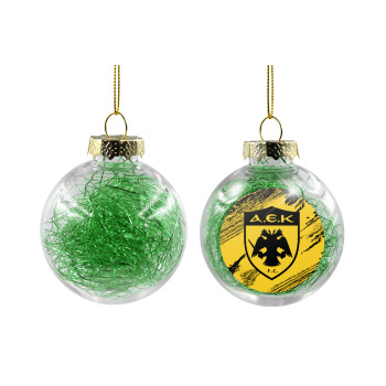 FC Α.Ε.Κ., Χριστουγεννιάτικη μπάλα δένδρου διάφανη με πράσινο γέμισμα 8cm