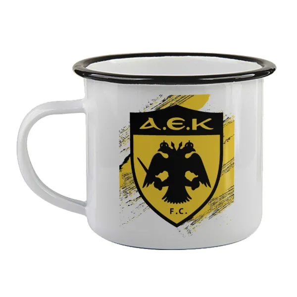 FC Α.Ε.Κ. — Enamel mug with black rim, 360ml