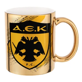 FC Α.Ε.Κ., Mug ceramic, gold mirror, 330ml