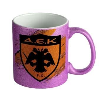 FC Α.Ε.Κ., Κούπα Μωβ Glitter που γυαλίζει, κεραμική, 330ml