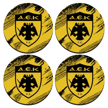 FC Α.Ε.Κ., ΣΕΤ 4 Σουβέρ ξύλινα στρογγυλά (9cm)