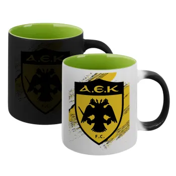 FC Α.Ε.Κ., Κούπα Μαγική εσωτερικό πράσινο, κεραμική 330ml που αλλάζει χρώμα με το ζεστό ρόφημα