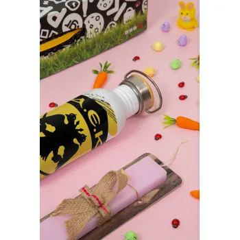 FC Α.Ε.Κ., Πασχαλινή Λαμπάδα με παγούρι μεταλλικό (620ml, stainless steel) & κερί αρωματικό πλακέ (30cm) (ΡΟΖ)