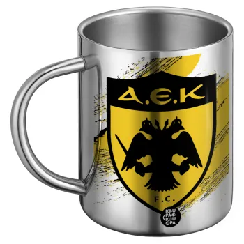 FC Α.Ε.Κ., Ανοξείδωτη Μεταλλική Κούπα 450ml - Διπλού Τοιχώματος