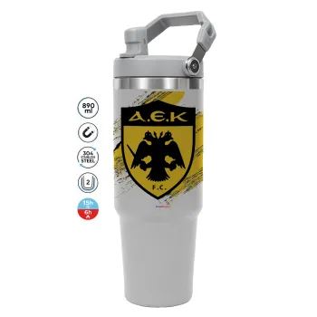 FC Α.Ε.Κ., ΓΚΡΙ χρώματος Θερμός Ανοξείδωτο 890ml (30oz) με χερούλι