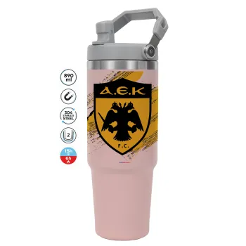 FC Α.Ε.Κ., Pink color, 890ml (30oz) stainless Steel Tumbler with Handle