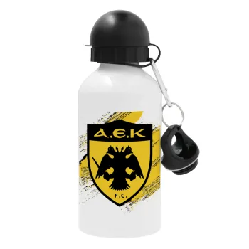 FC Α.Ε.Κ., Metal water bottle, White, aluminum 500ml