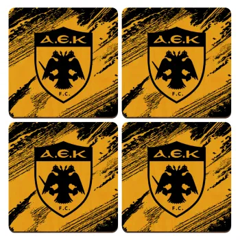 FC Α.Ε.Κ., ΣΕΤ x4 Σουβέρ ξύλινα τετράγωνα plywood (9cm)
