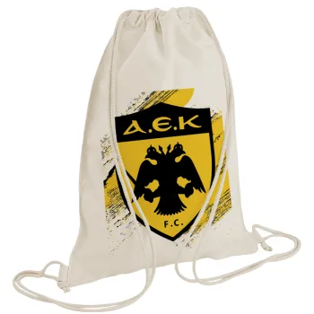 FC Α.Ε.Κ., Τσάντα πλάτης πουγκί GYMBAG natural (28x40cm)