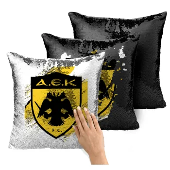 FC Α.Ε.Κ., Μαξιλάρι καναπέ Μαγικό Μαύρο με πούλιες 40x40cm περιέχεται το γέμισμα