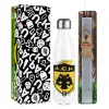 Easter candle, metallic white thermos bottle (500ml) & aromatic flat candle (30cm) (GRAY)
