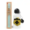 Easter Set, metallic aluminum water bottle (500ml) & scented flat candle (30cm) (TURQUOISE)