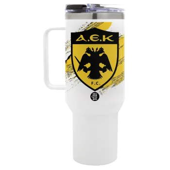 FC Α.Ε.Κ., Mega Tumbler με καπάκι, διπλού τοιχώματος (θερμό) 1,2L
