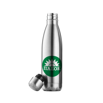 PASOK Green/White, Inox (Stainless steel) double-walled metal mug, 500ml