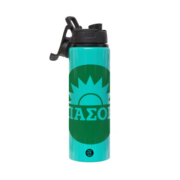 PASOK Green/White, Metallic water bottle with safety lid, 850ml aluminum