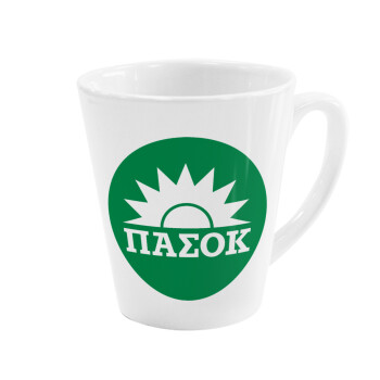 PASOK Green/White, Κούπα κωνική Latte Λευκή, κεραμική, 300ml