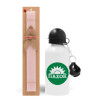 Easter Set, metallic aluminum bottle (500ml) & aromatic flat Easter candle (30cm) (PINK)