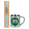 Easter Set, metallic thermal cup (300ml) & aromatic flat Easter candle (30cm) (TURQUOISE)