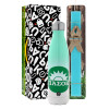 Easter Set, Metallic green/white thermos (Stainless steel), double-walled, 500ml & scented flat Easter candle (30cm) (TURQUOISE)