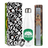Easter candle, metallic white thermos bottle (500ml) & aromatic flat candle (30cm) (GRAY)