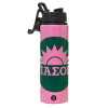Metallic water bottle with safety lid, 850ml aluminum