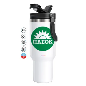 PASOK Green/White, Mega Travel Mug / Travel Mug, double walled (thermal) 1.2L