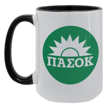 ΠΑΣΟΚ Πράσινο, Κούπα Mega 15oz, κεραμική Μαύρη, 450ml