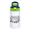 Friends Pivot, Children's hot water bottle, stainless steel, with safety straw, green, blue (350ml)