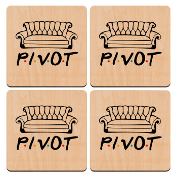 Friends Pivot, ΣΕΤ x4 Σουβέρ ξύλινα τετράγωνα plywood (9cm)