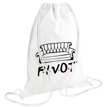 Friends Pivot, Τσάντα πλάτης πουγκί GYMBAG λευκή (28x40cm)