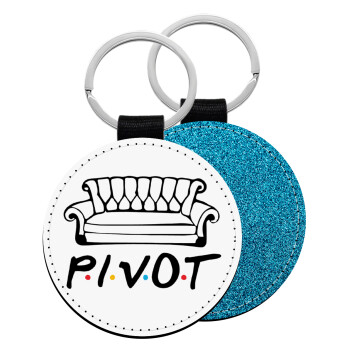 Friends Pivot, Μπρελόκ Δερματίνη, στρογγυλό ΜΠΛΕ (5cm)