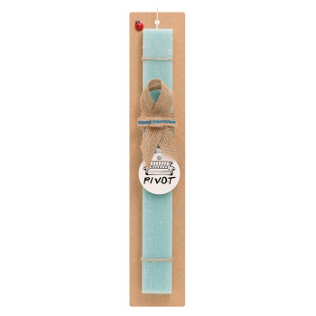 Friends Pivot, Easter Set, wooden keychain & aromatic flat Easter candle (30cm) (TURQUOISE)