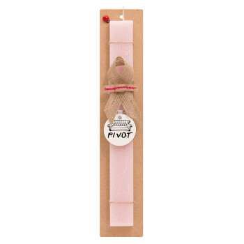 Friends Pivot, Easter Set, wooden keychain & scented flat Easter candle (30cm) (PINK)